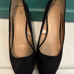 Black suade high heel stilettos